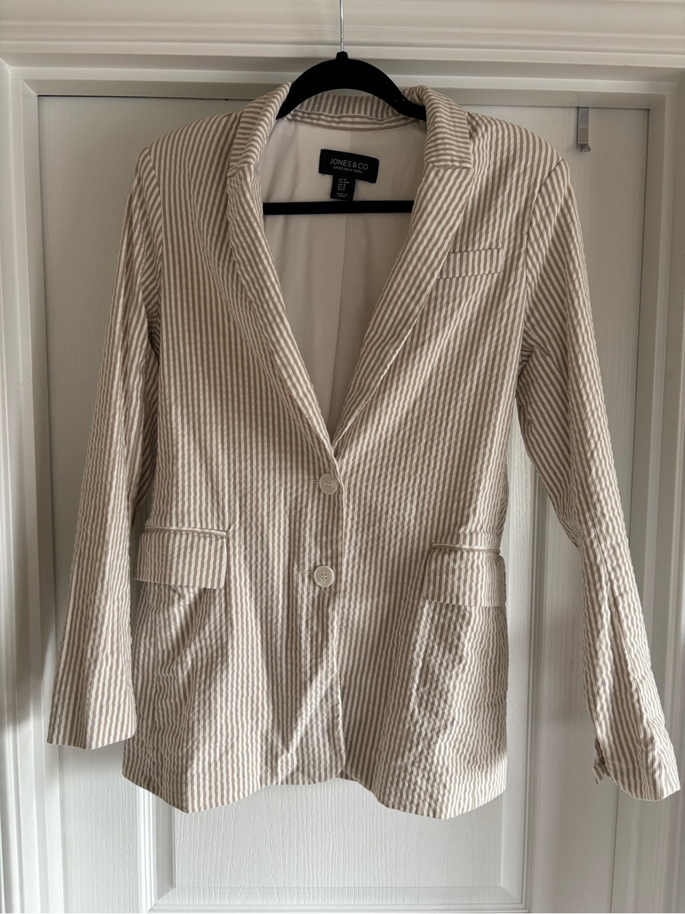 Beige Striped Blazer